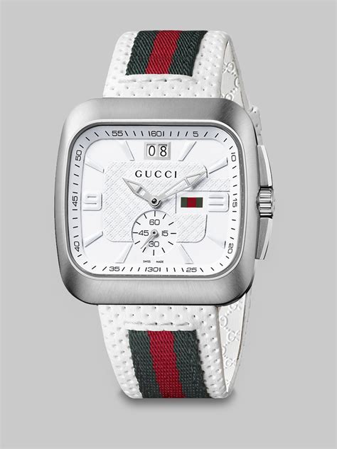 square faced white gucci watch